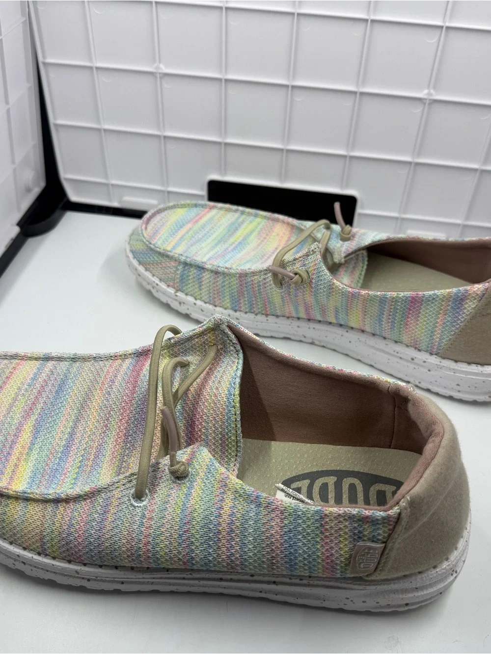 Rainbow Multicolor Heydude Wendy Sox Knit Slip-On Flats - Loafers or Boat Shoe